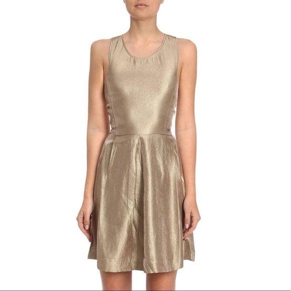 Armani Exchange Gold Metallic Short Dress NWT 12 - Picture 2 of 16
